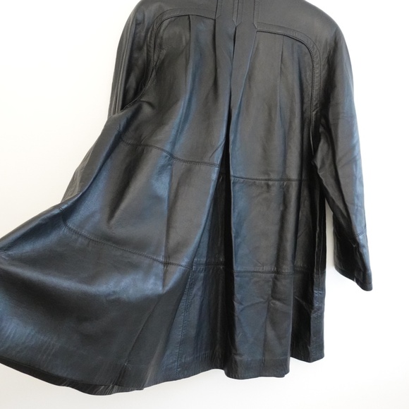 Vintage swing coat Oversized Soft Leather Trapeze Coat — Black — Fits S–L - Picture 1 of 9